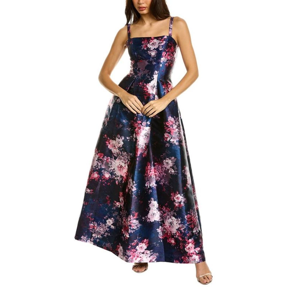Kay Unger Floral Maxi Dress - Navy and Pink